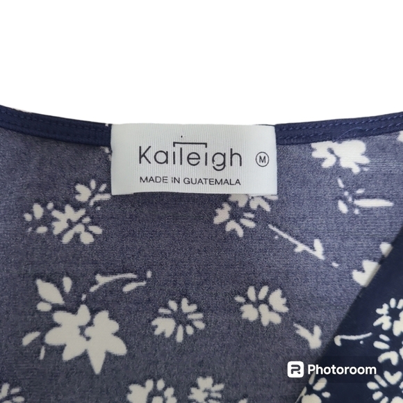 Kaileigh Annabel Knit Faux Wrap Dress Navy Size Medium - Picture 4 of 10